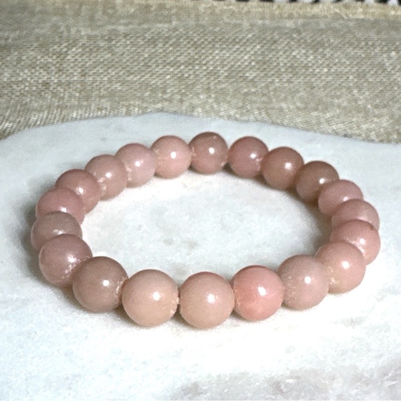 146.85CT 10mm Natural Pink Opal Stretchable Bracelet - Picture 9 of 14
